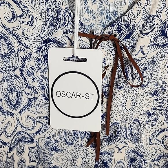 Oscar St Bohemian Style Corset Front Top, Lace Trimmed Sleeves, NWT, Large - Picture 5 of 9